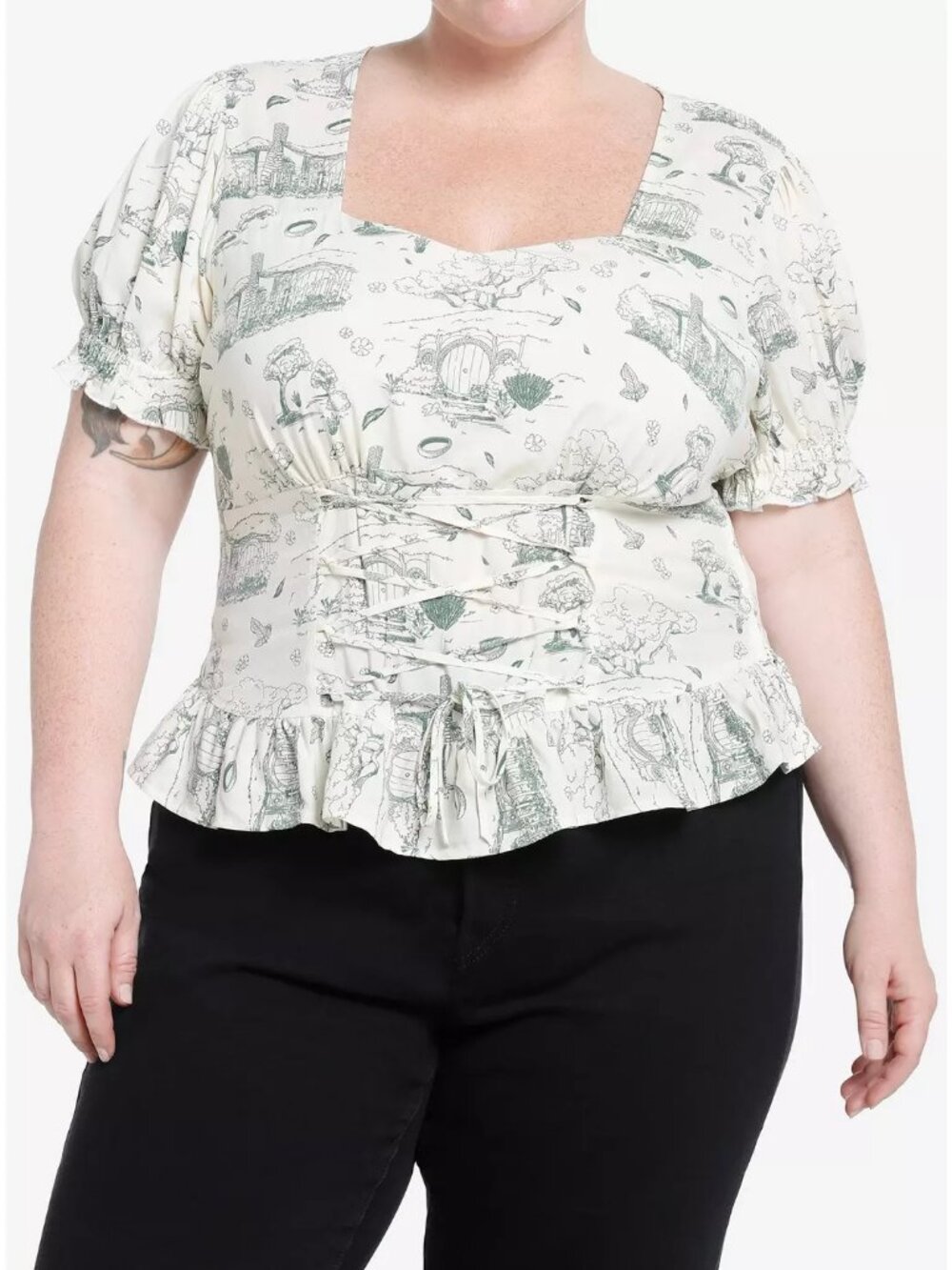 Hot Topic NWT The Lord Of The Rings Shire Lace-Up Top size 3X
